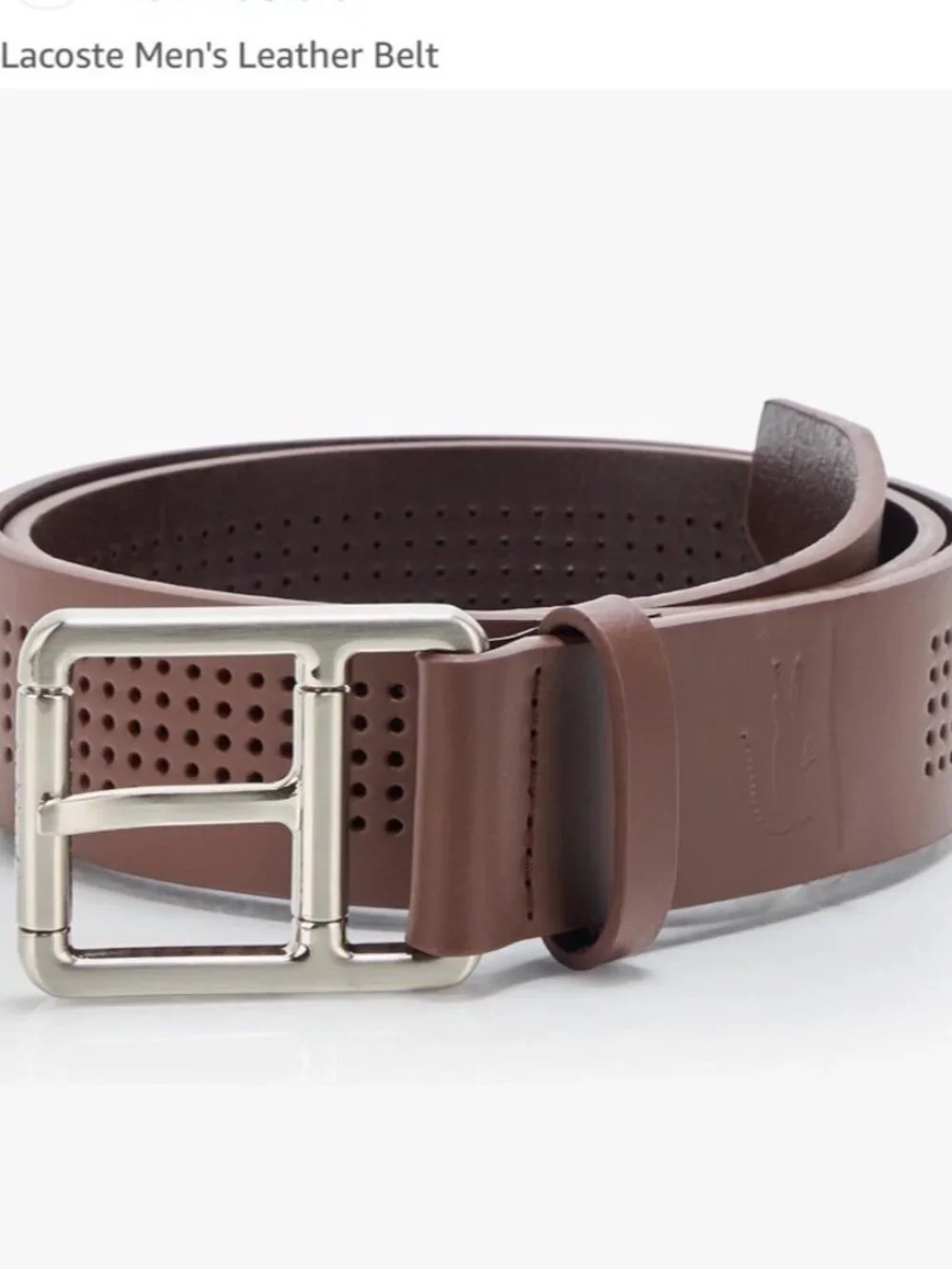 Lacoste Men's Leather Belt , Brandy, 80cm/31 Inch